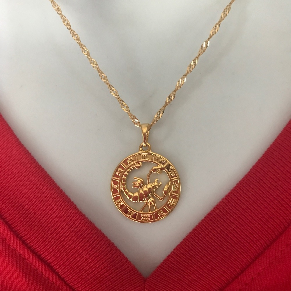 New Scorpio Zodiac Sign 18K GF Necklace
